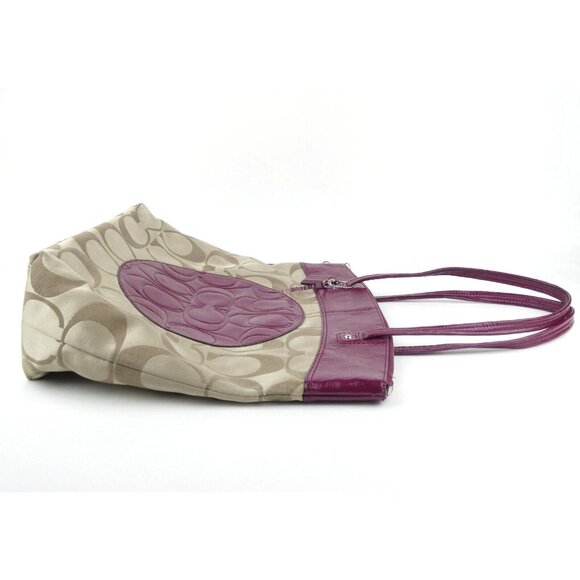 Coach Laura Signature Khaki Berry Tote F18335 - Picture 4 of 16